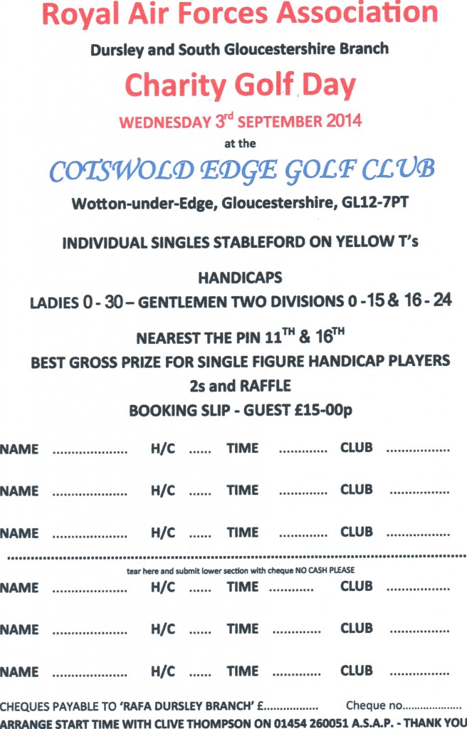 charitygolfday3sept2014bookingform Cotswold Edge Golf Club